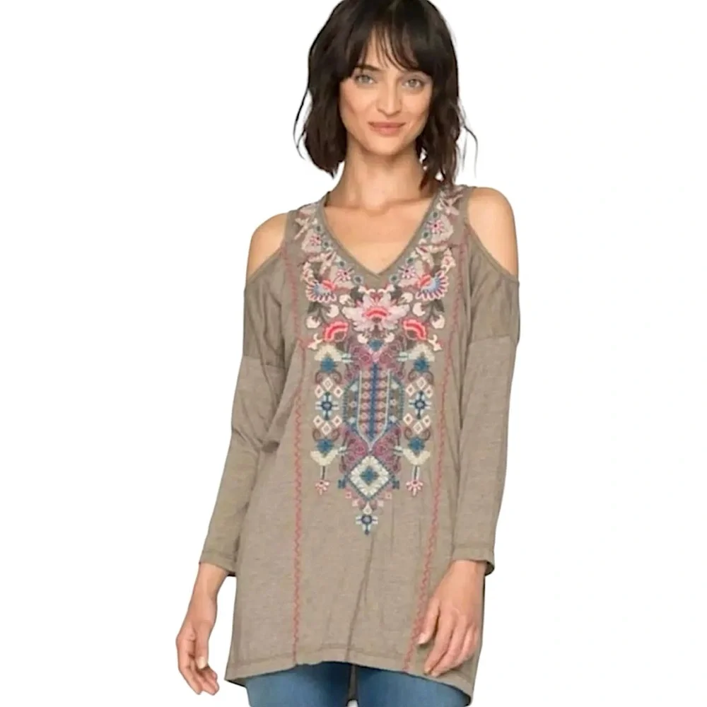 Johnny Was Nindi Cold Shoulder Embroidered Tunic size M - Picture 11 of 11